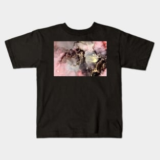 Blush, gold and black abstract asrt Kids T-Shirt